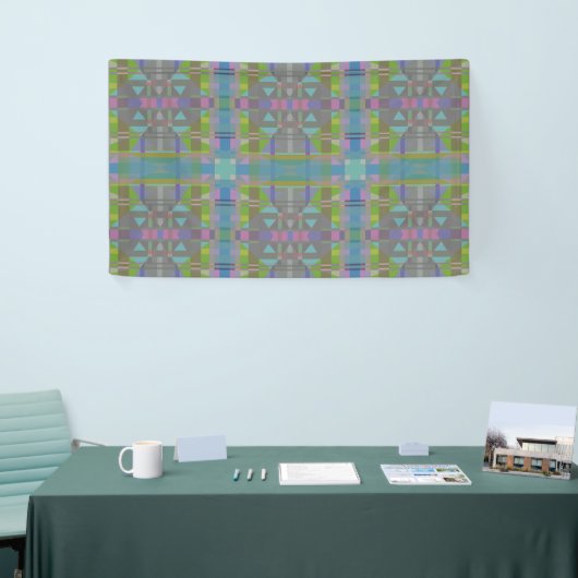 Groen blauw Paars Geometrisch Spandoek (Beurs)