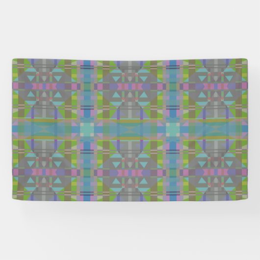Groen blauw Paars Geometrisch Spandoek (Horizontaal)