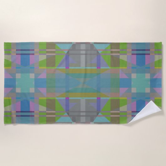 Groen blauw Paars Geometrisch Strandlaken (Voorkant)