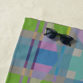 Groen blauw Paars Geometrisch Strandlaken (In situ)