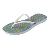 Groen blauw Paars Geometrisch Teenslippers (Schuin)