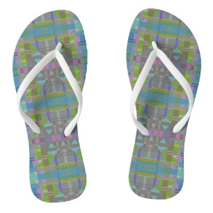 Groen blauw Paars Geometrisch Teenslippers