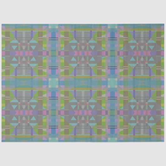 Groen blauw Paars Geometrisch Tissuepapier (Voorkant)