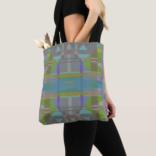 Groen blauw Paars Geometrisch Tote Bag (Dichtbij)