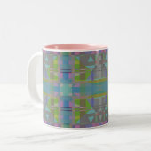 Groen blauw Paars Geometrisch Tweekleurige Koffiemok (Voorkant links)