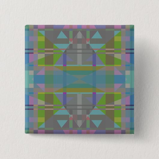 Groen blauw Paars Geometrisch Vierkante Button 5,1 Cm (Voorkant)