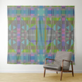 Groen blauw Paars Geometrisch Wandkleed (In Situ (horizontaal))