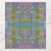 Groen blauw Paars Geometrisch Wijn Etiket (Enkel label)