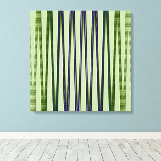 Groen blauw Paars modern Abstract golfpatroon Canvas Afdruk (Insitu (Houten vloer))