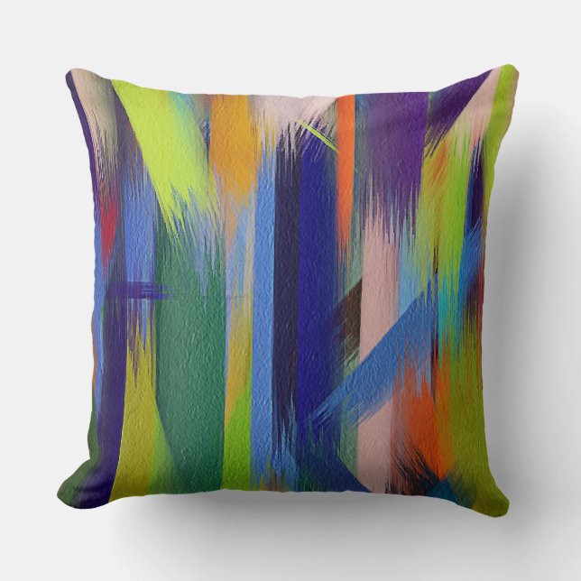 Groen blauw Paars Oranje Abstract Kussen (Voorkant)