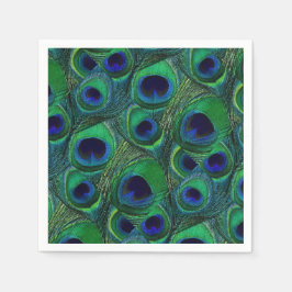 Groen, blauw, Paarse pauw veren papieren servetten