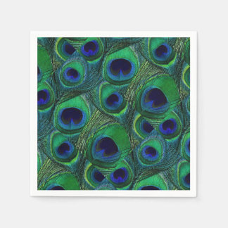 Groen, blauw, Paarse pauw veren papieren servetten