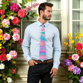 Groen blauw pasteien patroon stropdas