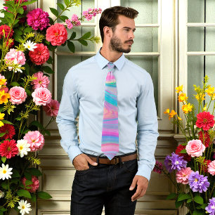 Groen blauw pasteien patroon stropdas