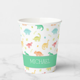 Groen Blauw Pastel Dino Verjaardag Party Cup Papieren Bekers
