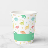 Groen Blauw Pastel Dino Verjaardag Party Cup Papieren Bekers (Voorkant)