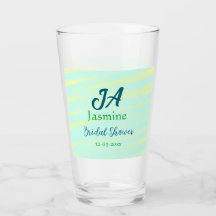 Groen blauw pastelkleur waterverf bruidsdouche naa