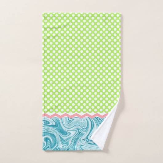  Groen Blauw Patroon gestippelde handdoek (Handdoek)