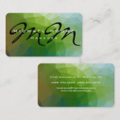 Groen Blauw Patroon Monogram Creatief Stijlvol Visitekaartje (Voorkant / Achterkant)