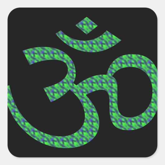 Groen blauw patroon Om of Aum ॐ.png Vierkante Sticker (Voorkant)