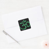 Groen blauw patroon Om of Aum ॐ.png Vierkante Sticker (Envelop)