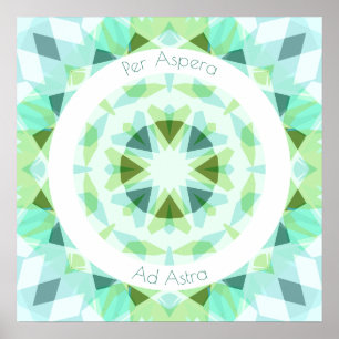 Groen Blauw Per Aspera Ad Astra Motivatie Poster