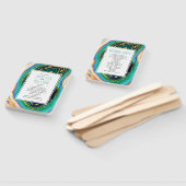 Groen, blauw, perzik agaat gouden folie bruiloft p handwaaier (Niet-gemonteerd)