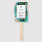 Groen, blauw, perzik agaat gouden folie bruiloft p handwaaier (Voorkant)