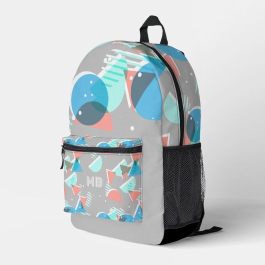 Groen Blauw Perzik Sinaasappel Grijs Mideeuwse Kun Bedrukte Rugzak (Achterkant Hoek Rechts)