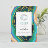 Groen, blauw, perzikagaat, gouden bruinbruin-bruin kaart (Staand voorkant)