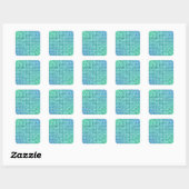 Groen blauw pixel mozaïek vierkante sticker (Vel)