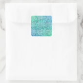 Groen blauw pixel mozaïek vierkante sticker (Tas)