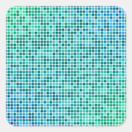 Groen blauw pixel mozaïek vierkante sticker (Voorkant)