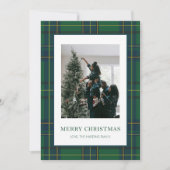 Groen & Blauw Plaid 1 Foto Kerst Kaart (Voorkant)