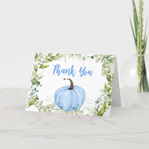Groen Blauw pompoen Baby shower Bedankkaart