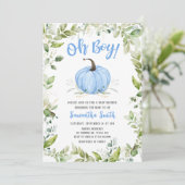 Groen Blauw pompoen Baby shower Kaart (Staand voorkant)