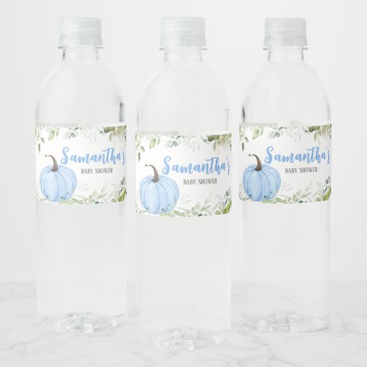 Groen Blauw pompoen Baby shower Waterfles Etiket (Flessen)