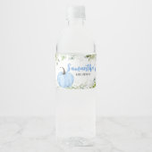 Groen Blauw pompoen Baby shower Waterfles Etiket (Voorkant)