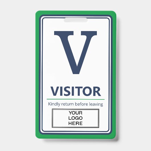 Groen Blauw Rand Zakelijk Logo Bezoeker Badge (Voorzijde)