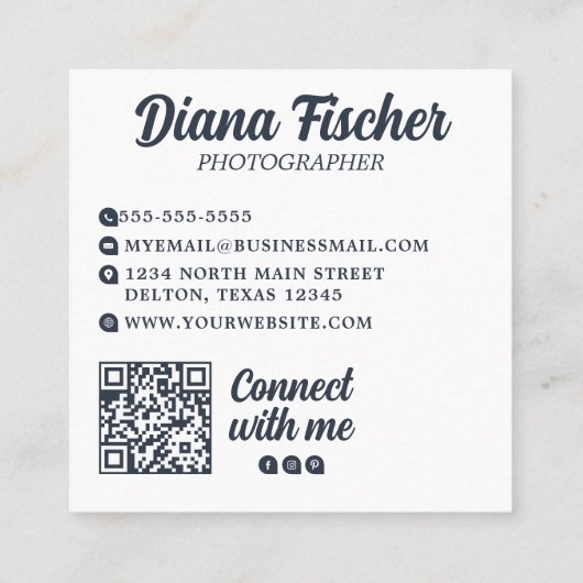 Groen Blauw Retro Charm Camera voor Fotografen Vierkante Visitekaartje (Achterkant)