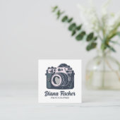 Groen Blauw Retro Charm Camera voor Fotografen Vierkante Visitekaartje (Staand voorkant)