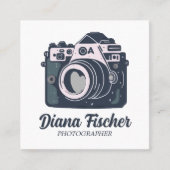 Groen Blauw Retro Charm Camera voor Fotografen Vierkante Visitekaartje (Voorkant)