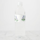 Groen & Blauw Rollerskate Waterflesetiket Waterfles Etiket (Achterkant)