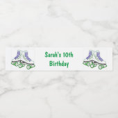 Groen & Blauw Rollerskate Waterflesetiket Waterfles Etiket (Enkel label)