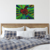 Groen Blauw Rood Bromeliad Plant Afbeelding Canvas Afdruk (Insitu (Slaapkamer))