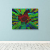 Groen Blauw Rood Bromeliad Plant Afbeelding Canvas Afdruk (Insitu (Houten vloer))