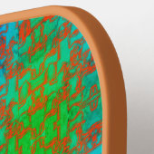 Groen Blauw Rood Bruin Patroon Pickleball Paddle (Links Detail)