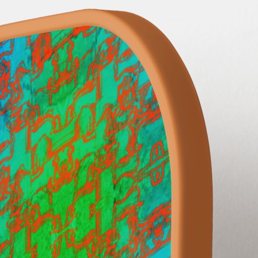 Groen Blauw Rood Bruin Patroon Pickleball Paddle (Links Detail)