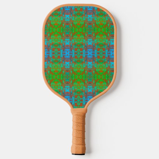 Groen Blauw Rood Bruin Patroon Pickleball Paddle (Achterkant)