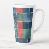 Groen Blauw Rood Goud Geruit Gestreept Latte Mok (Rechts)